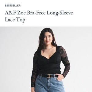 Abercrombie & Fitch Zoe Bra-Free Long-Sleeve Lace Top